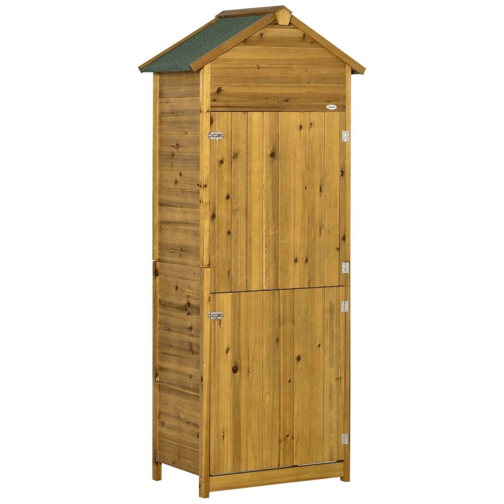 Wooden Garden Storage Shed Tool Cabinet w/ Two Lockable Door 191.5x79x49cm