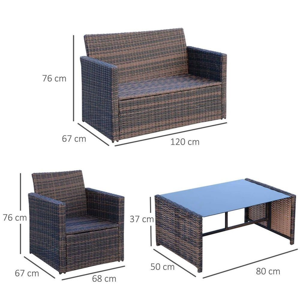 Four piece garden Rattan Wicker Sofa