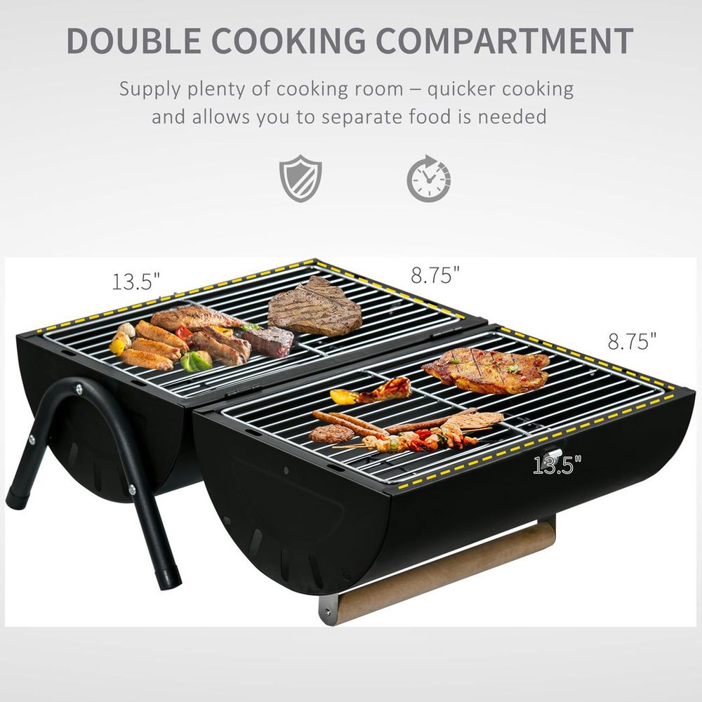 Garden Charcoal BBQ Cooker Portable Camping Tabletop Barbecue Grill