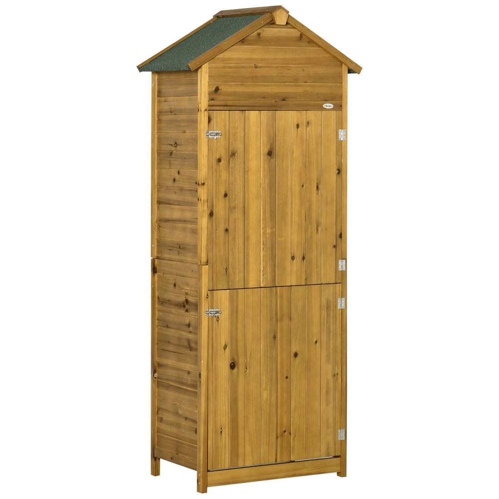 Wooden Garden Storage Shed Tool Cabinet w/ Two Lockable Door 191.5x79x49cm