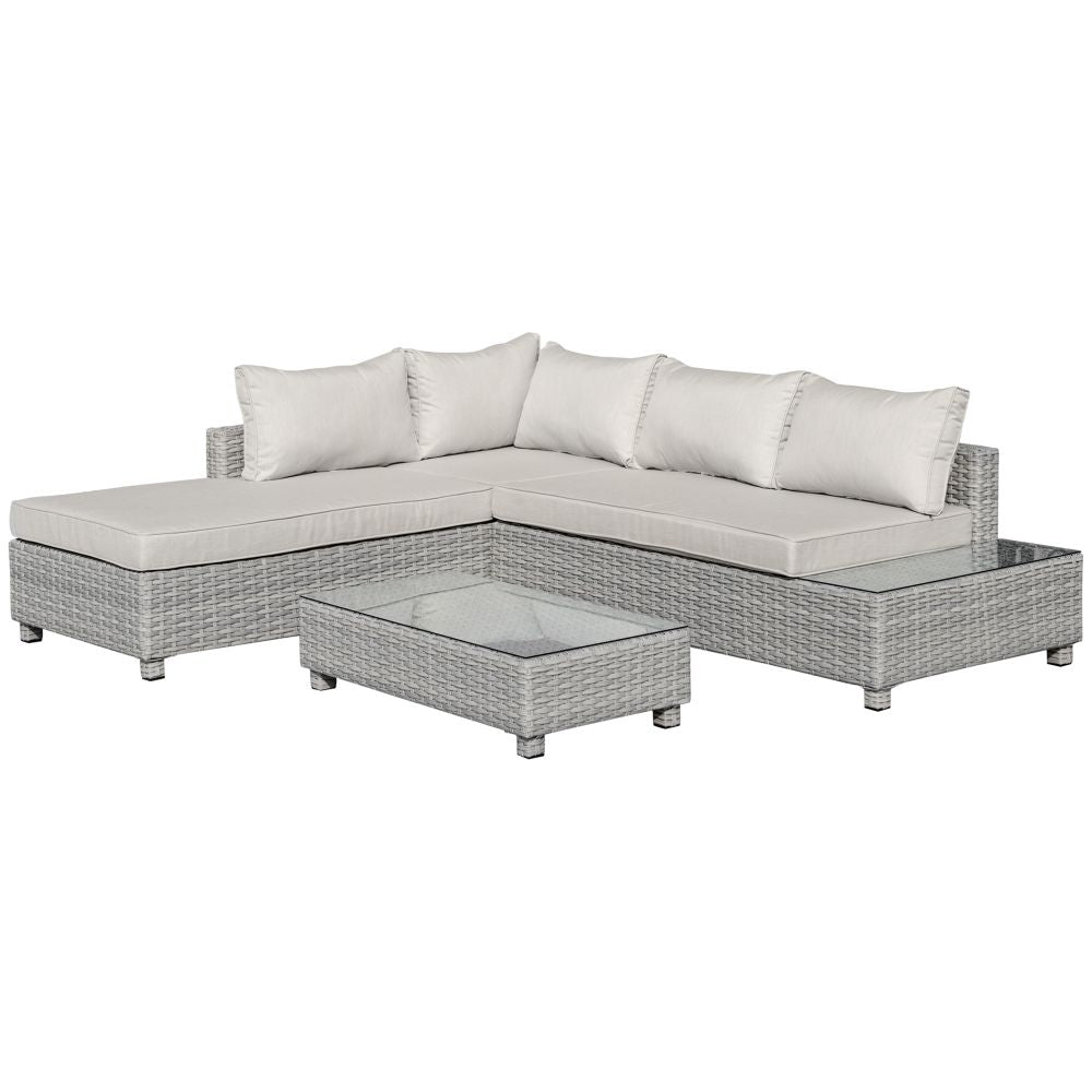 3 piece Aluminium Rattan Sectional Sofa Set with Chaise Lounge