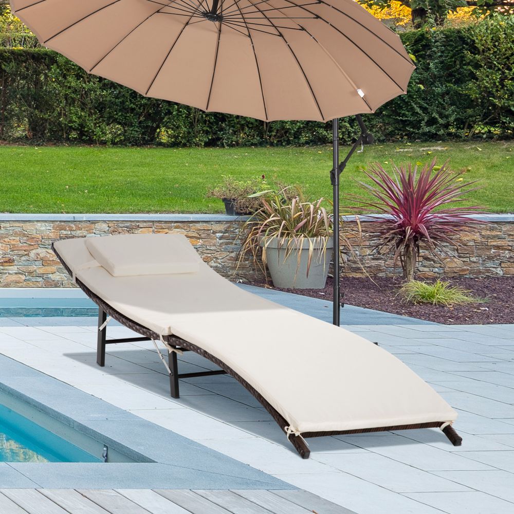 Folding Rattan Sun Lounger