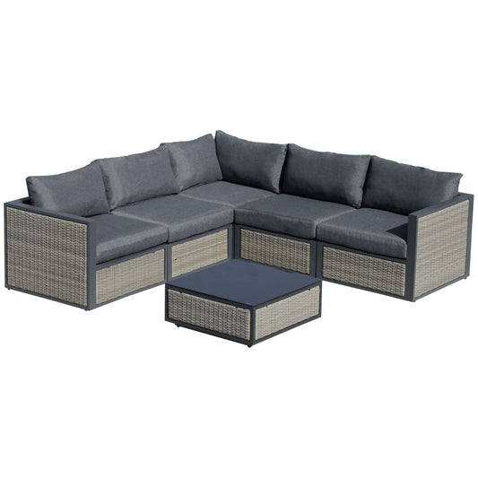 Six piece rattan sofa set