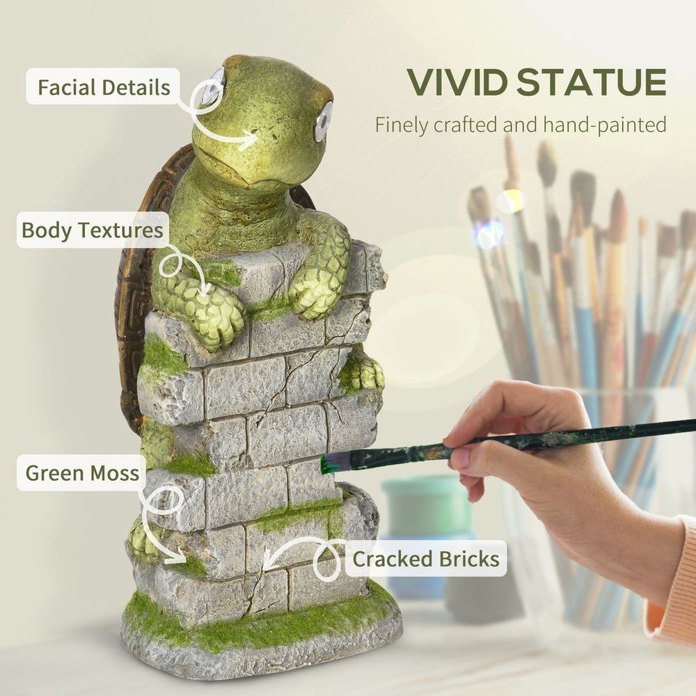 Vivid Tortoise Sculpture Garden�Statue with Solar LED Light Outdoor Ornament