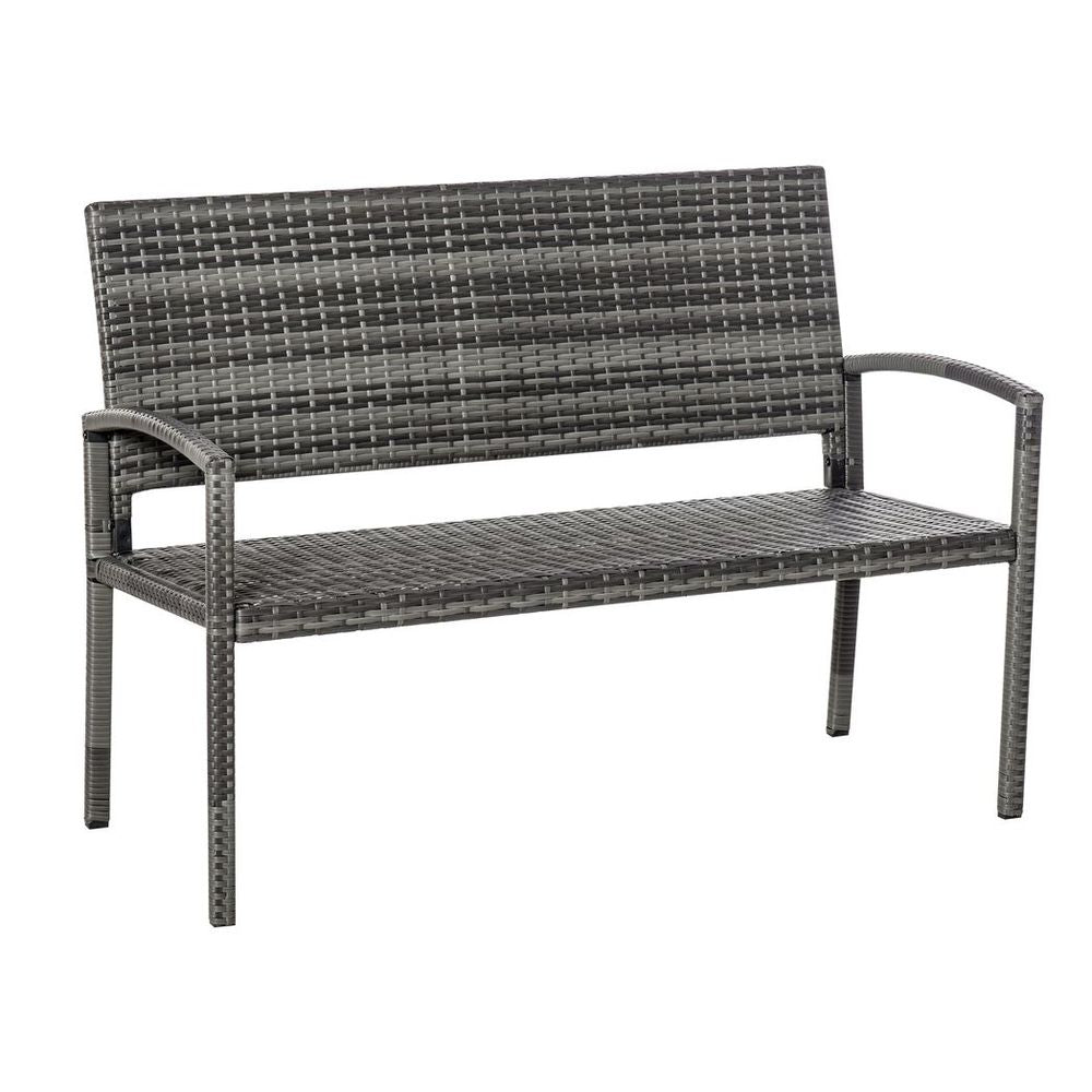 Outsunny Patio Rattan 2 Seater Garden Bench Love Seater Garden Armchair Grey