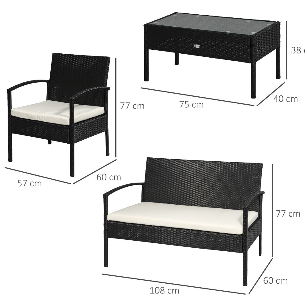 4 Seater Rattan Garden Furniture Set