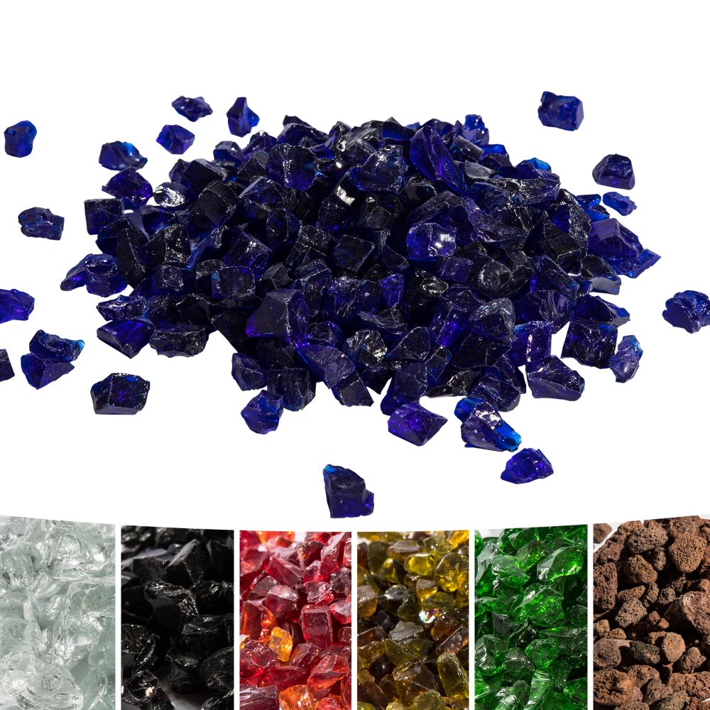 4kg Blue Tempered Fire Glass, Lava Rocks for Outdoor Gas Fire Pits