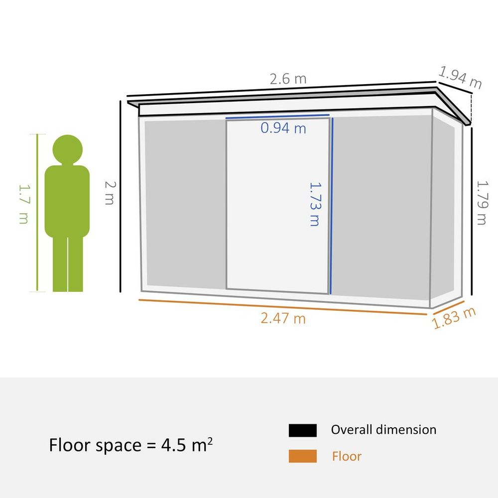 Outsunny Garden Shed Outdoor Storage Tool Organizer w/ Double Sliding Door Grey